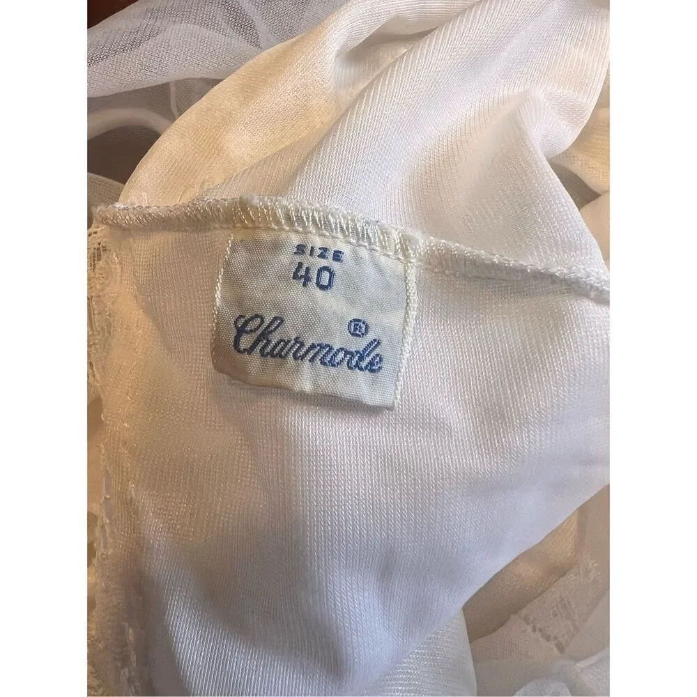 Vintage 50s Charmode Nightgown White Size 40 Lace Bridal Honeymoon Lingerie